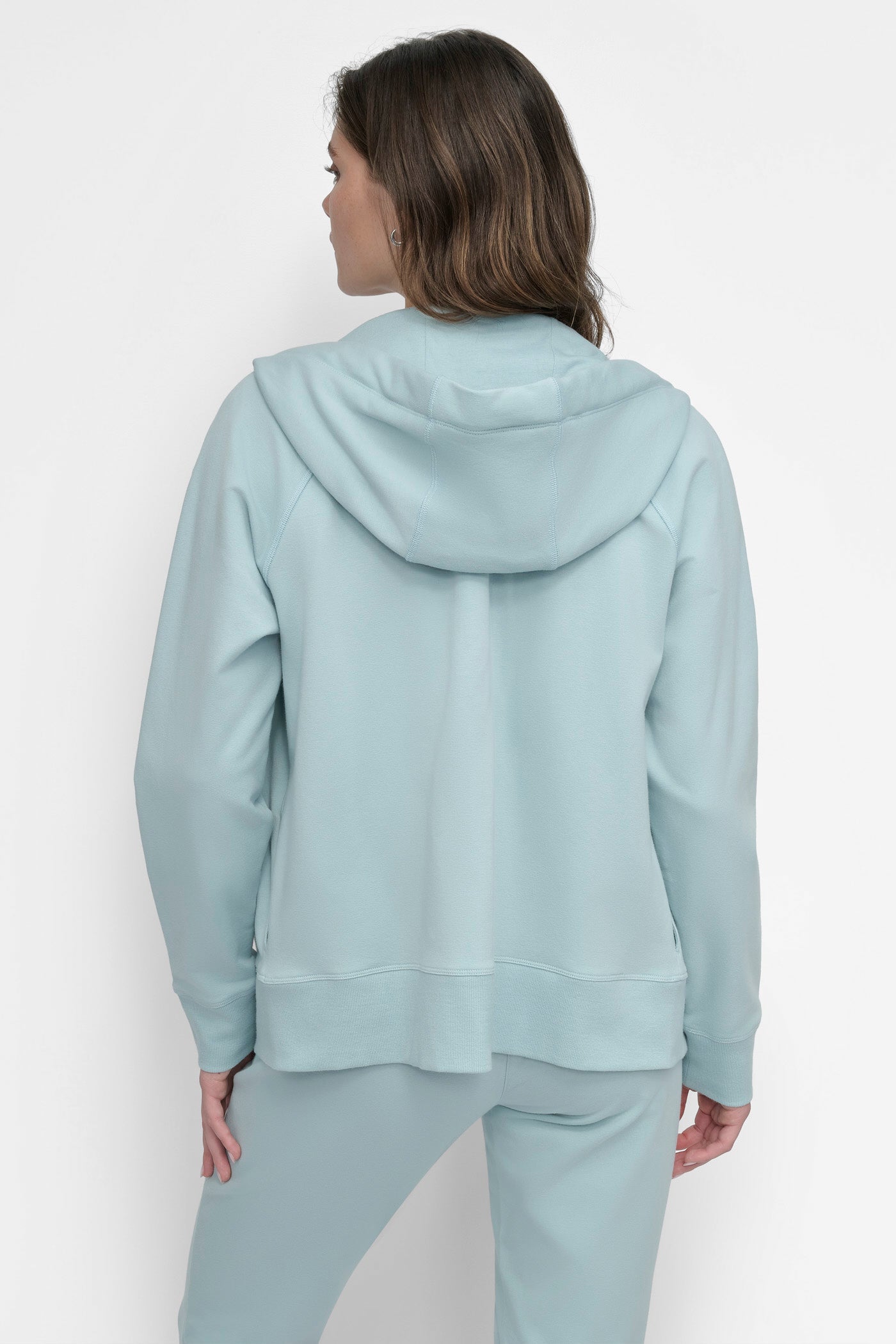 COTTON-FLEECE TWO-TONE LOGO DRAWSTRING HOODIE