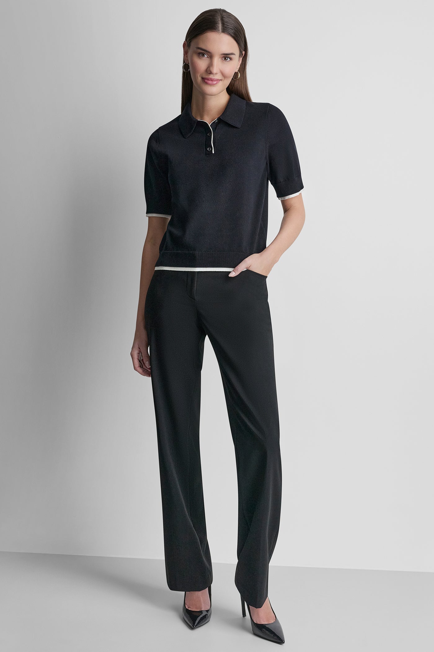 COLOR BLOCK POLO SWEATER