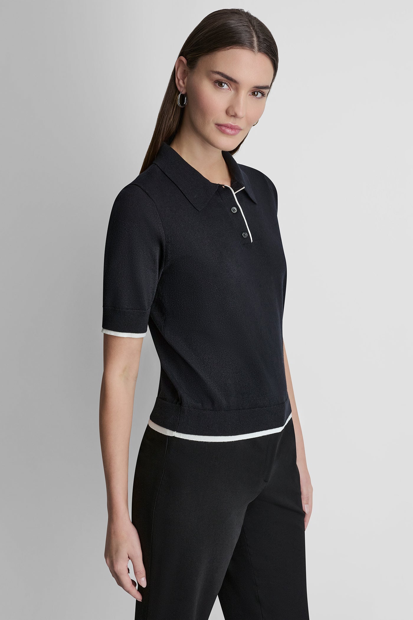 COLOR BLOCK POLO SWEATER