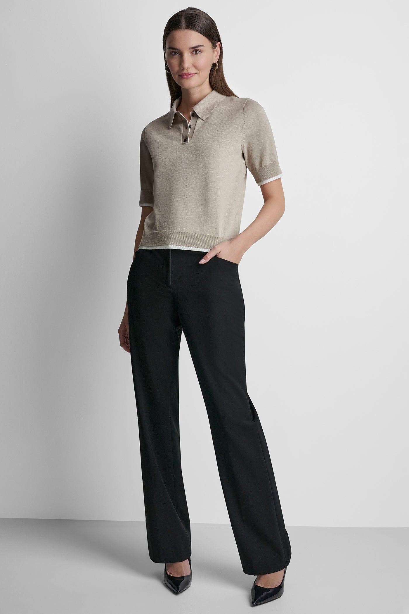 COLOR BLOCK POLO SWEATER