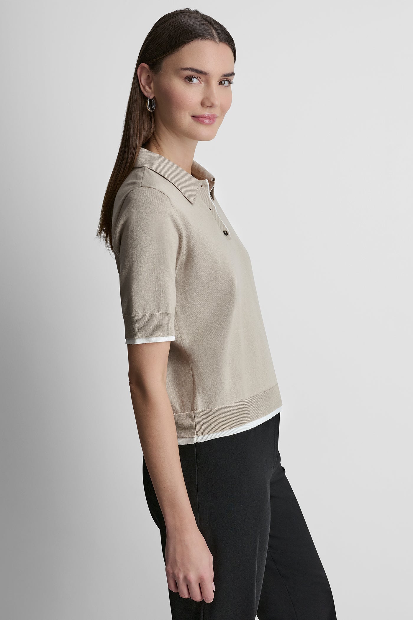 COLOR BLOCK POLO SWEATER