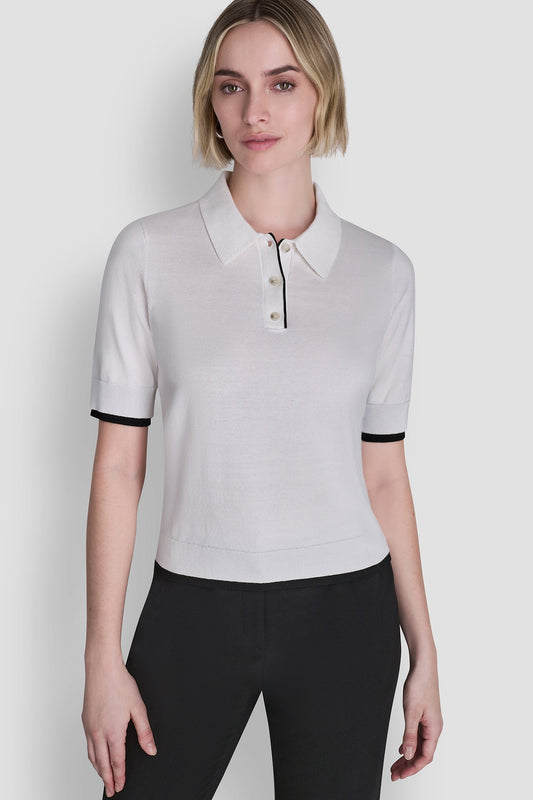 COLOR BLOCK POLO SWEATER