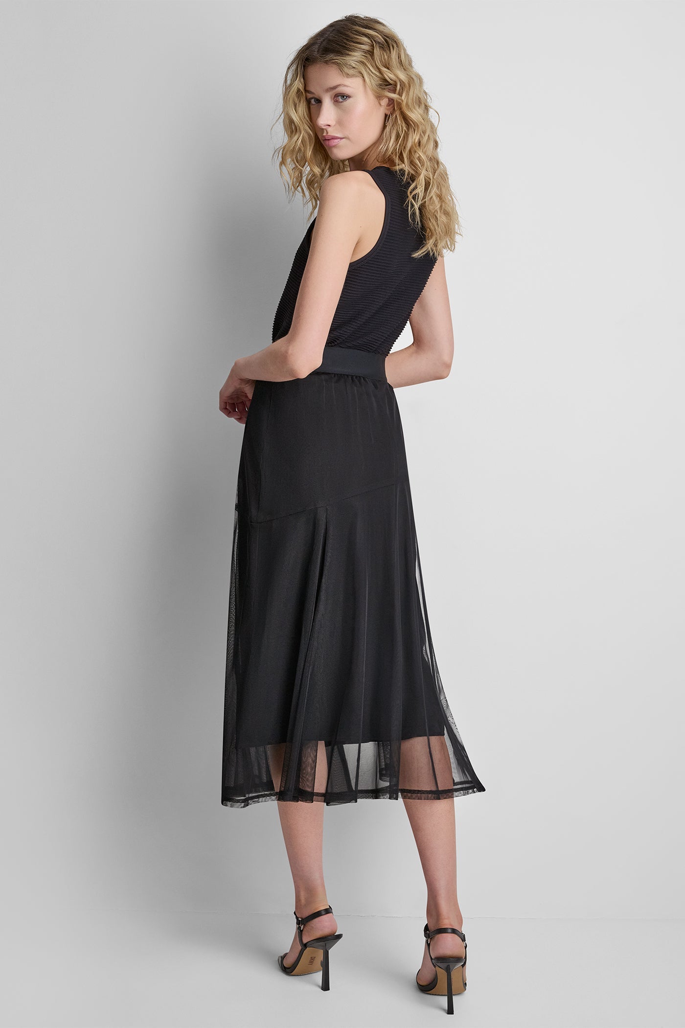 LAYERED MESH MIDI SKIRT