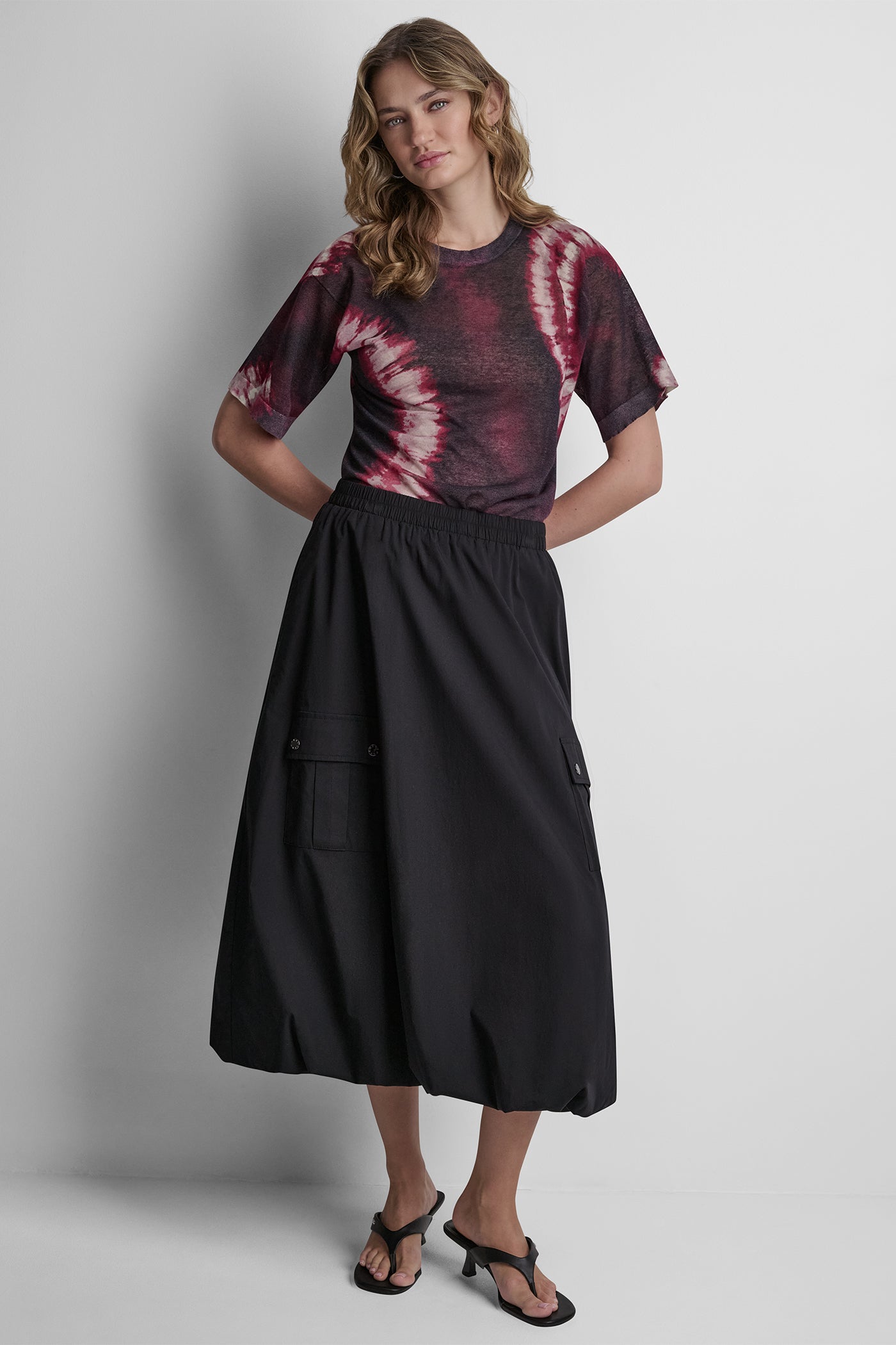 CARGO POCKET BUBBLE MIDI SKIRT