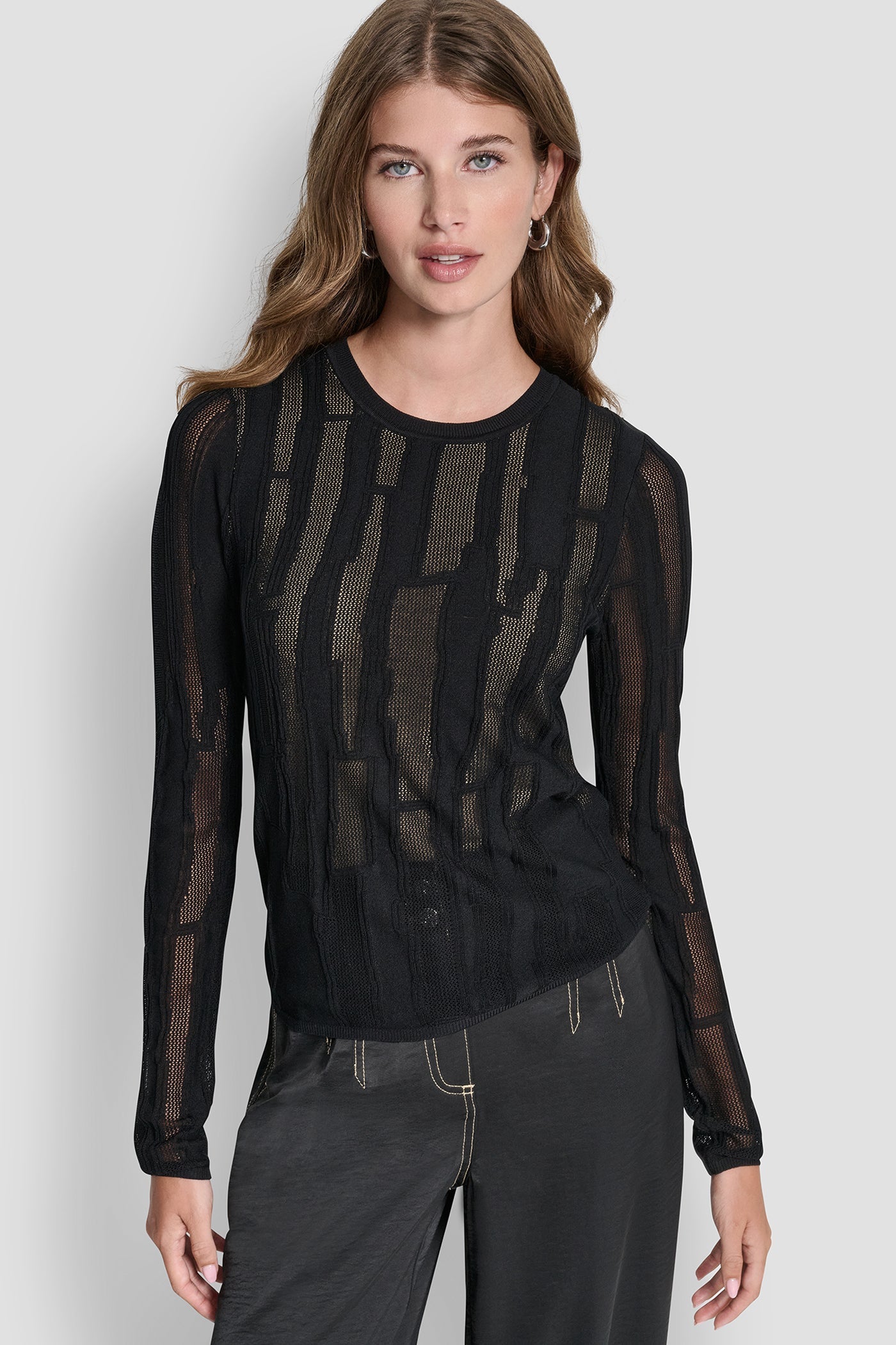LAYERED MIXED STITCH SWEATER